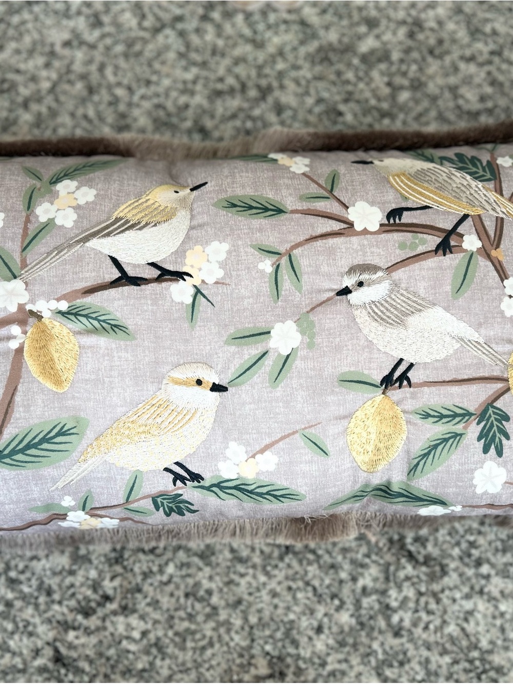 NWT Lillian August Home Embroidered Bird Decorative Pillow feather filled
